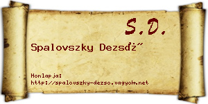 Spalovszky Dezső névjegykártya